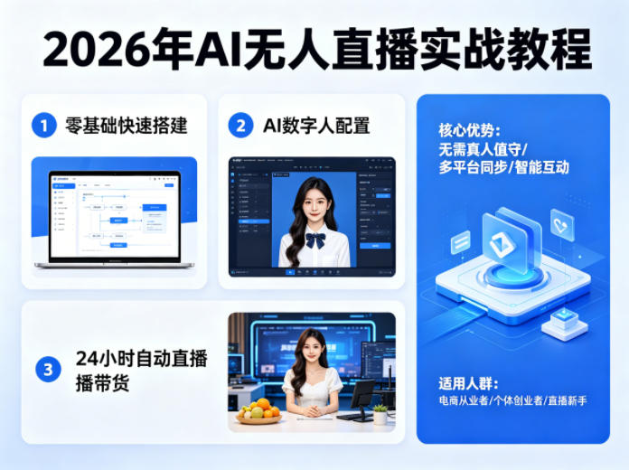 2026年AI无人直播实战教程，零基础也能快速搭建AI数字人无人直播间，实现24小时自动直播带货-网创之家