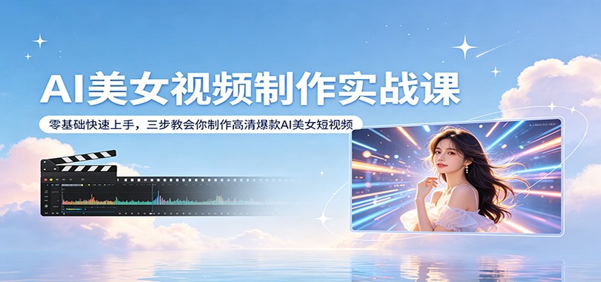AI美女视频制作实战课：零基础快速上手，三步教会你制作高清爆款AI美女短视频-网创之家