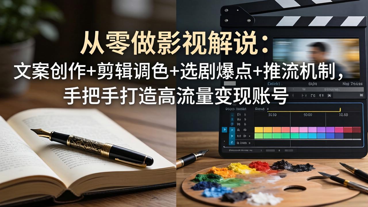 从零做影视解说：文案创作+剪辑调色+选剧爆点+推流机制，手把手打造高流量变现账号-网创之家
