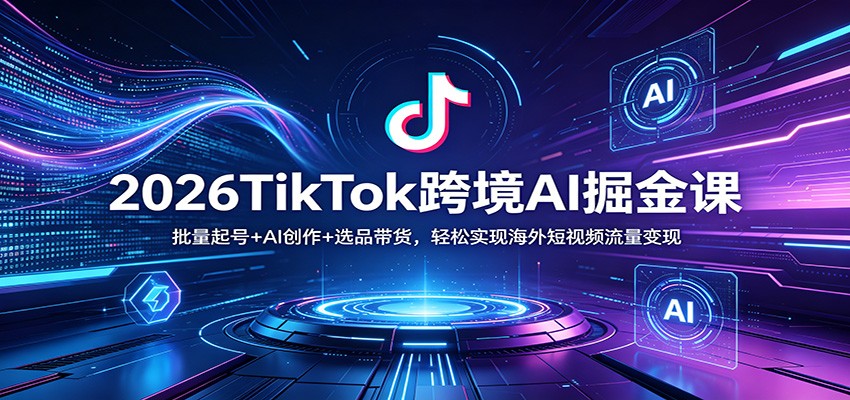 2026TikTok跨境AI掘金课：批量起号+AI创作+选品带货，轻松实现海外短视频流量变现-网创之家
