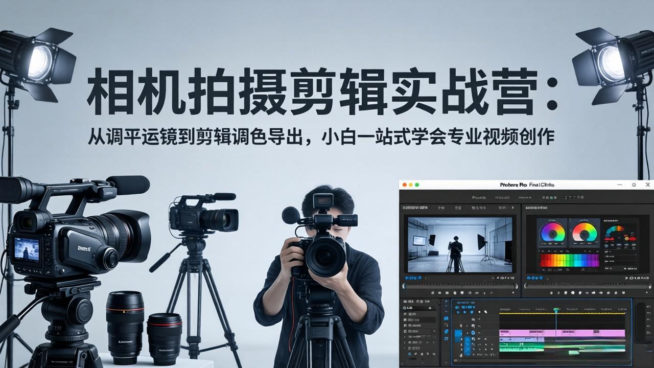 相机拍摄剪辑实战营：从调平运镜到剪辑调色导出，小白一站式学会专业视频创作-网创之家