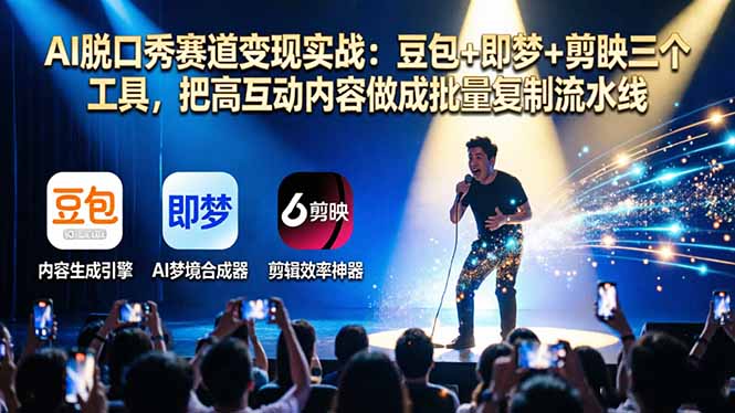 AI脱口秀赛道变现实战：豆包+即梦+剪映三个工具，把高互动内容做成批量复制流水线-网创之家