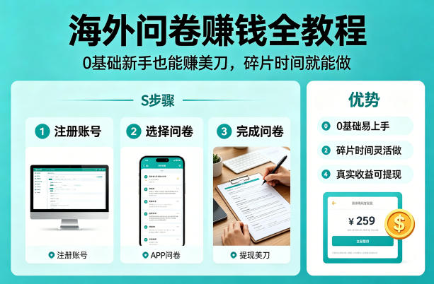 海外问卷賺钱全教程，0基础新手也能賺美刀，碎片时间就能做-网创之家