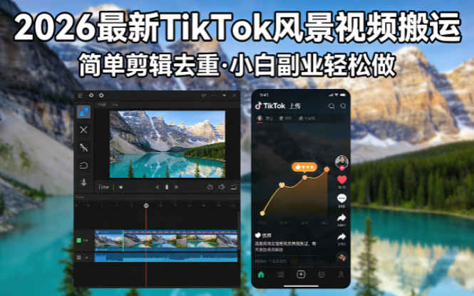 2026最新TikTok风景视频搬运简单剪辑去重小白副业月入 8000-网创之家