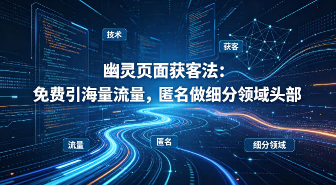 用懂技术！幽灵页面获客法：免费引海量流量，匿名做细分领域头部-网创之家