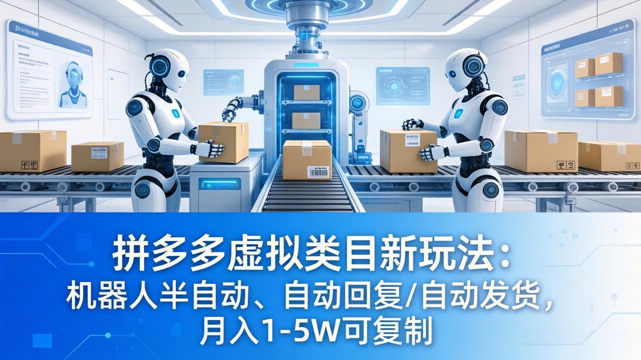拼多多虚拟类目新玩法：机器人半自动、自动回复 /自动发货，月入 1-5W 可复制-网创之家