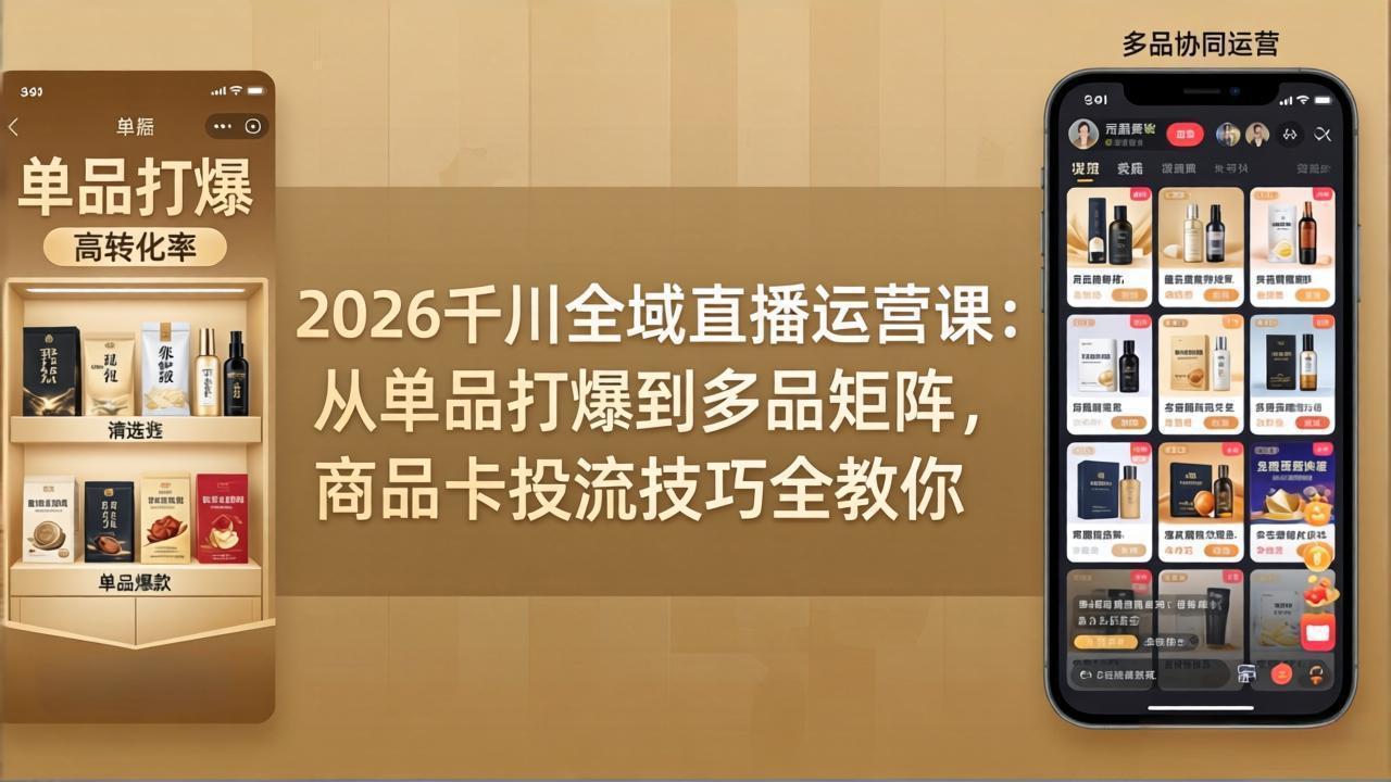 2026千川全域直播运营课：从单品打爆到多品矩阵，商品卡投流技巧全教你-网创之家