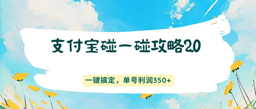 支付宝碰一碰攻略2.0，一键搞定，单号利润350+-网创之家