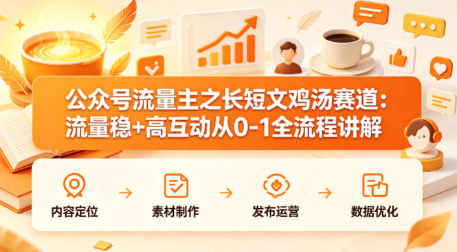 公众号流量主之长短文鸡汤赛道，流量稳+高互动，从0-1全流程讲解-网创之家