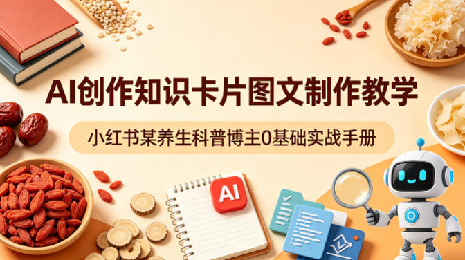 AI创作知识卡片图文制作教学，小红书某养生科普博主0基础实战手册-网创之家