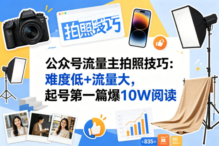 公众号流量主之拍照技巧赛道，难度低+流量大，起号第一篇就爆了10w阅读-网创之家