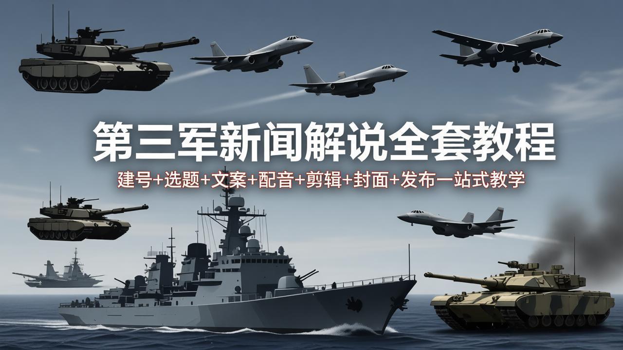 第三军迷新闻解说全套教程：建号+选题+文案+配音+剪辑+封面+发布一站式教学-网创之家