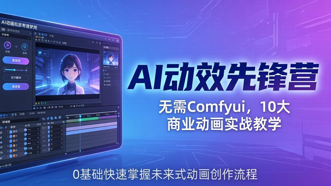 AI 动效先锋营：无需Comfyui，10大商业动画实战教学，0基础快速掌握未来式动画创作流程-网创之家