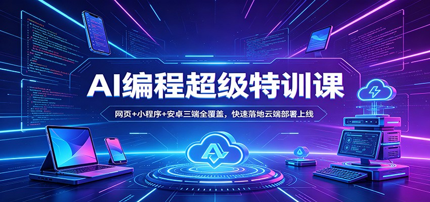 AI编程超级特训课：网页+小程序+安卓三端全覆盖，快速落地云端部署上线-网创之家