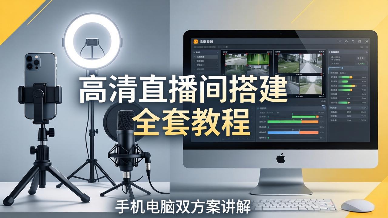 高清直播间搭建全套教程，手机电脑双方案讲解，设备选型调试多机位实操教学-网创之家