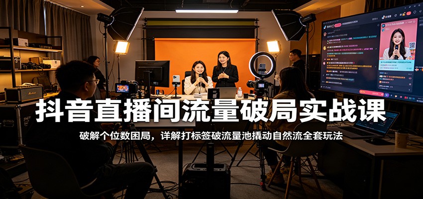 抖音直播间流量破局实战课：破解个位数困局，详解打标签破流量池撬动自然流全套玩法-网创之家