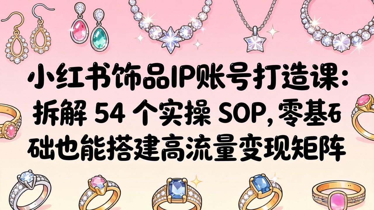 小红书饰品IP账号打造课：拆解 54 个实操 SOP，零基础也能搭建高流量变现矩阵-网创之家