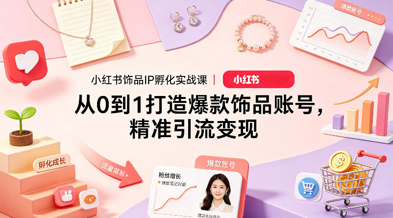 小红书饰品IP孵化实战课｜从0到1打造爆款饰品账号，精准引流变现-网创之家