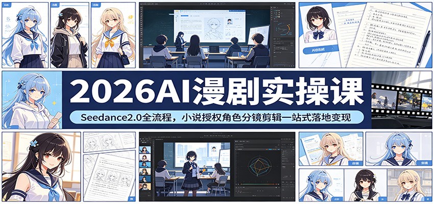2026AI漫剧实操课：Seedance2.0全流程，小说授权角色分镜剪辑一站式落地变现-网创之家