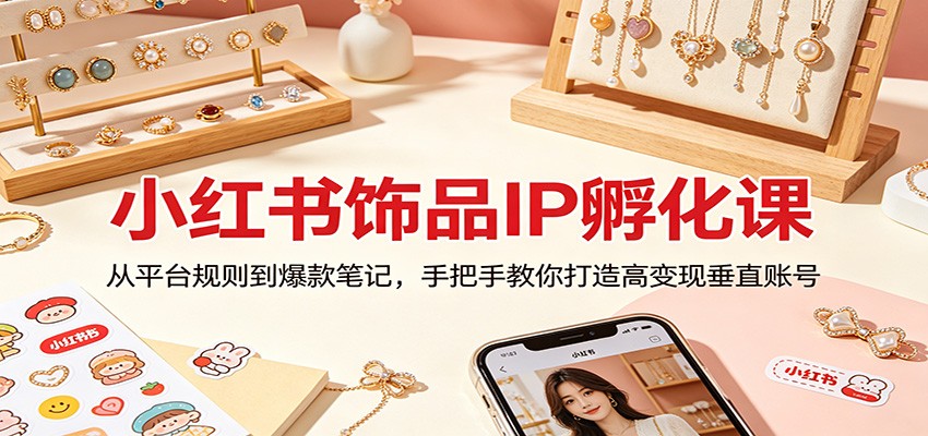 小红书饰品IP孵化课：从平台规则到爆款笔记，手把手教你打造高变现垂直账号-网创之家