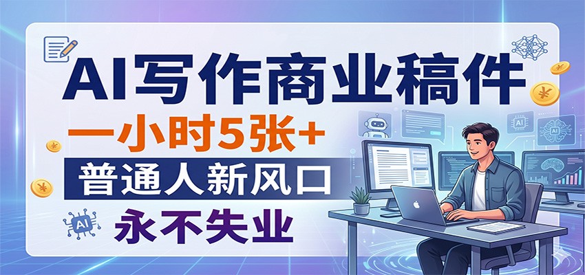 AI写作商业稿件，一小时5张+，普通人新风口，永不失业-网创之家