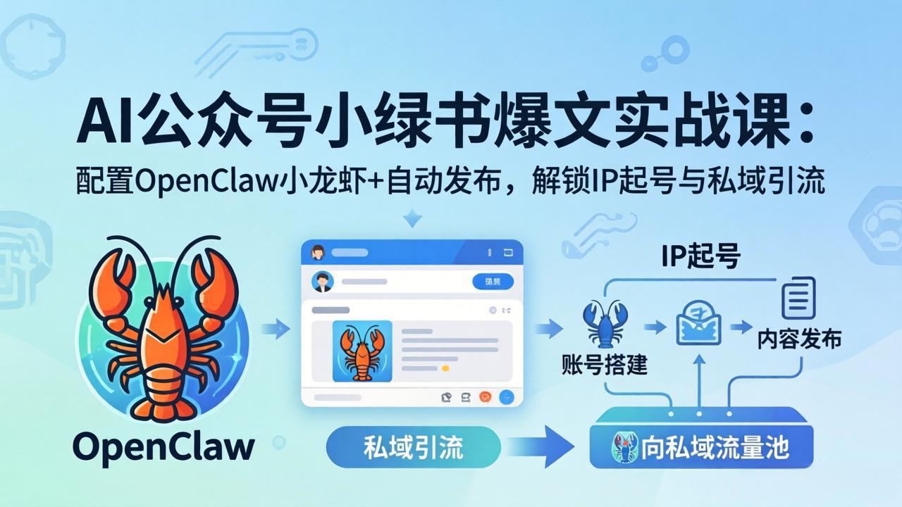 AI公众号小绿书变现实战课：小绿书爆文写作+OpenClaw自动发布，解锁IP起号与私域引流-网创之家