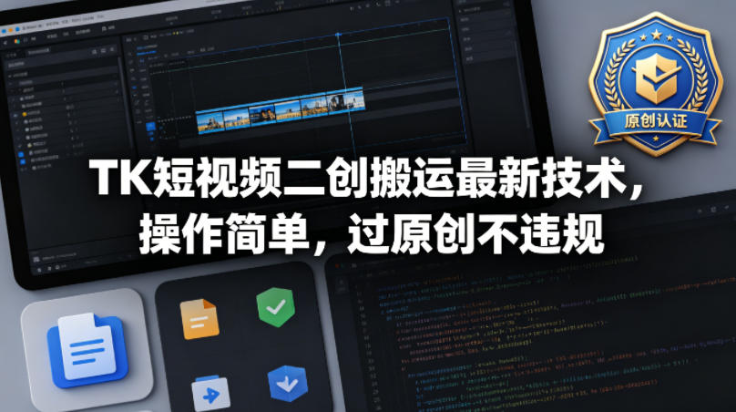 TK短视频二创搬运最新技术，操作简单，过原创不违规-网创之家