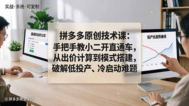 拼多多原创技术课：手把手教小二开直通车，从出价计算到模式搭建，破解低投产、冷启动难题-网创之家