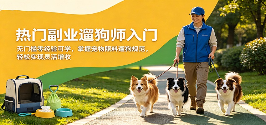 热门副业遛狗师入门，无门槛零经验可学，掌握宠物照料遛狗规范，轻松实现灵活增收-网创之家
