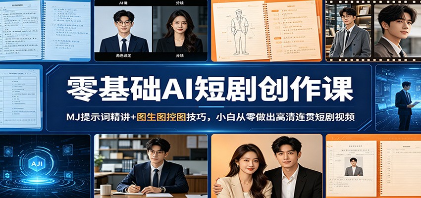 零基础AI短剧创作课：MJ提示词精讲+图生图控图技巧，小白从零做出高清连贯短剧视频-网创之家