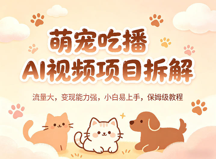 萌宠吃播AI视频项目拆解，流量大，变现能力强，小白易上手，保姆级教程-网创之家