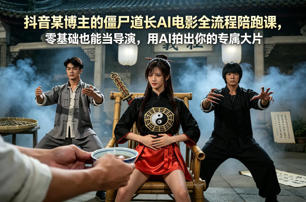 抖音某博主的僵尸道长AI电影全流程陪跑课，零基础也能当导演，用AI拍出你的专属大片-网创之家