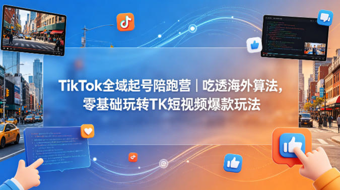 TikTok全域起号陪跑营｜吃透海外算法，零基础玩转TK短视频爆款玩法-网创之家