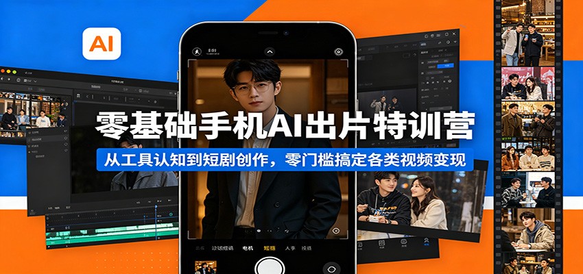 零基础手机AI出片特训营：从工具认知到短剧创作，零门槛搞定各类视频变现-网创之家