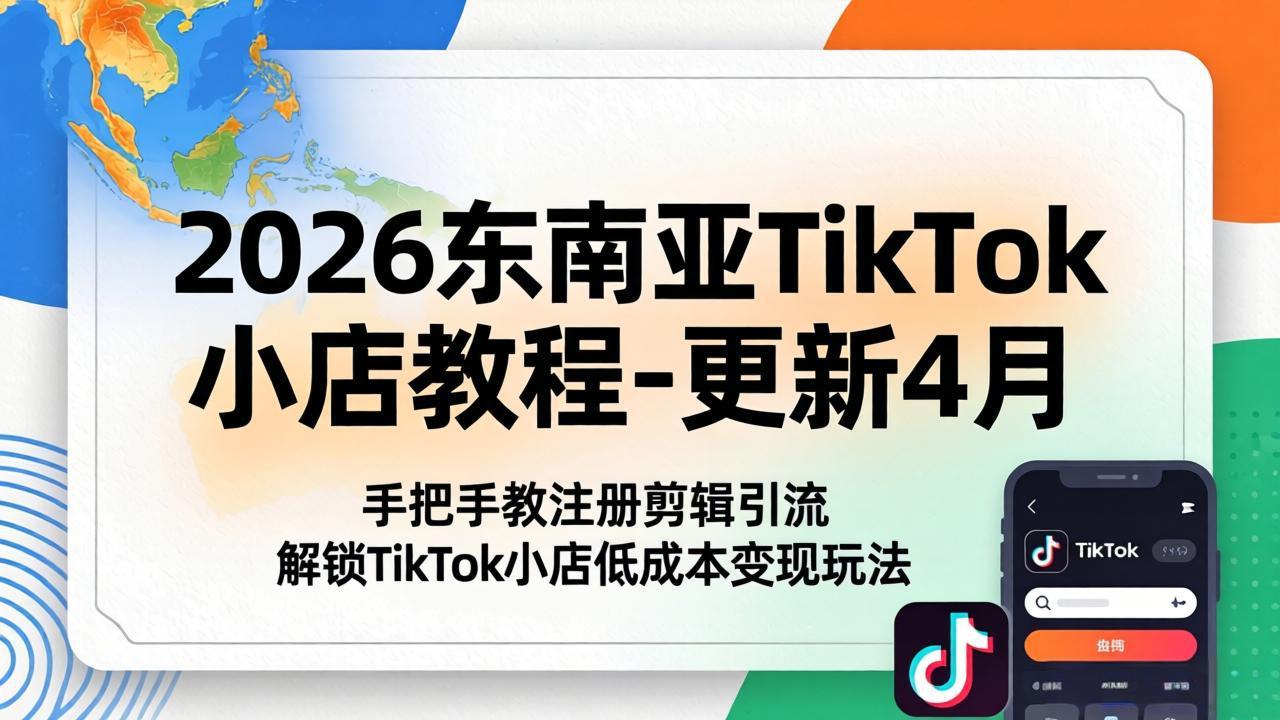 2026东南亚TikTok小店教程-更新4月，手把手教注册剪辑引流，解锁TikTok小店低成本变现玩法-网创之家