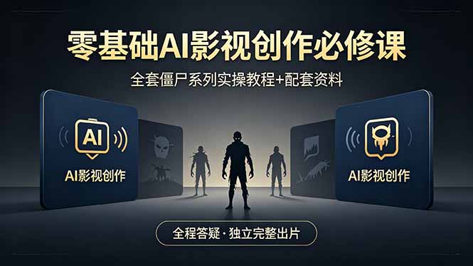 零基础AI影视创作必修课，全套僵尸系列实操教程加配套资料，全程答疑带你独立完整出片-网创之家