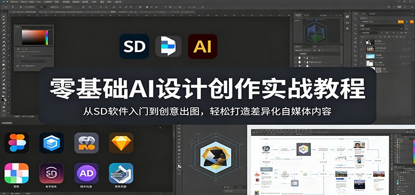 零基础AI设计创作实战教程：从SD软件入门到创意出图，轻松打造差异化自媒体内容-网创之家