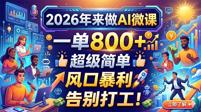 2026年来做AI微课，一单800+，超级简单，风口暴利，告别打工！-网创之家
