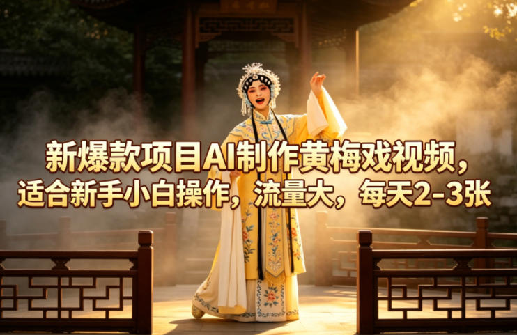 新爆款项目AI制作黄梅戏视频，适合新手小白操作，流量大，每天2-3张-网创之家