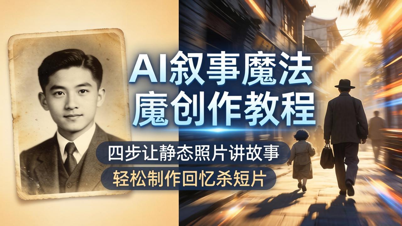 AI叙事魔法创作教程，四步让静态照片讲故事，老照片修复加动态特效，轻松制作回忆杀短片-网创之家