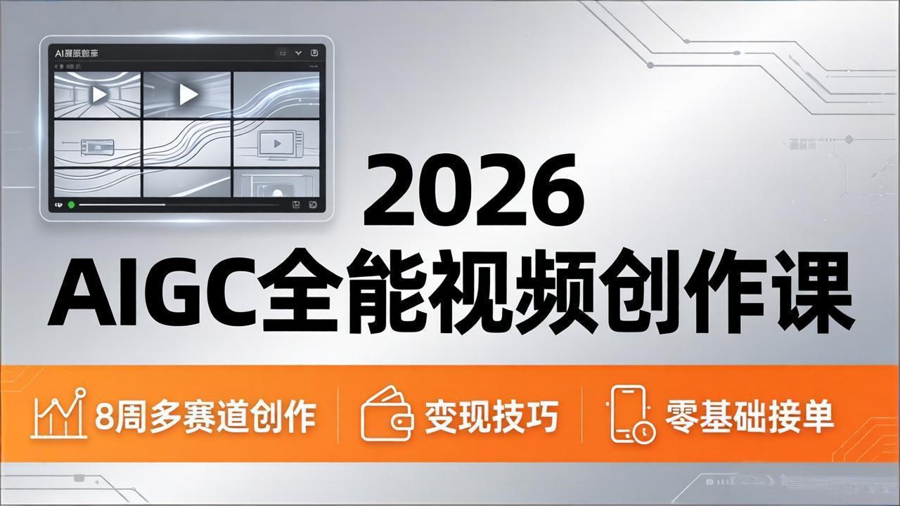 2026AIGC全能视频创作课，8周吃透多赛道创作+变现，零基础也能高效出片接单-网创之家