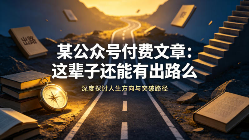 某公众号付费文章：这辈子还能有出路么-网创之家