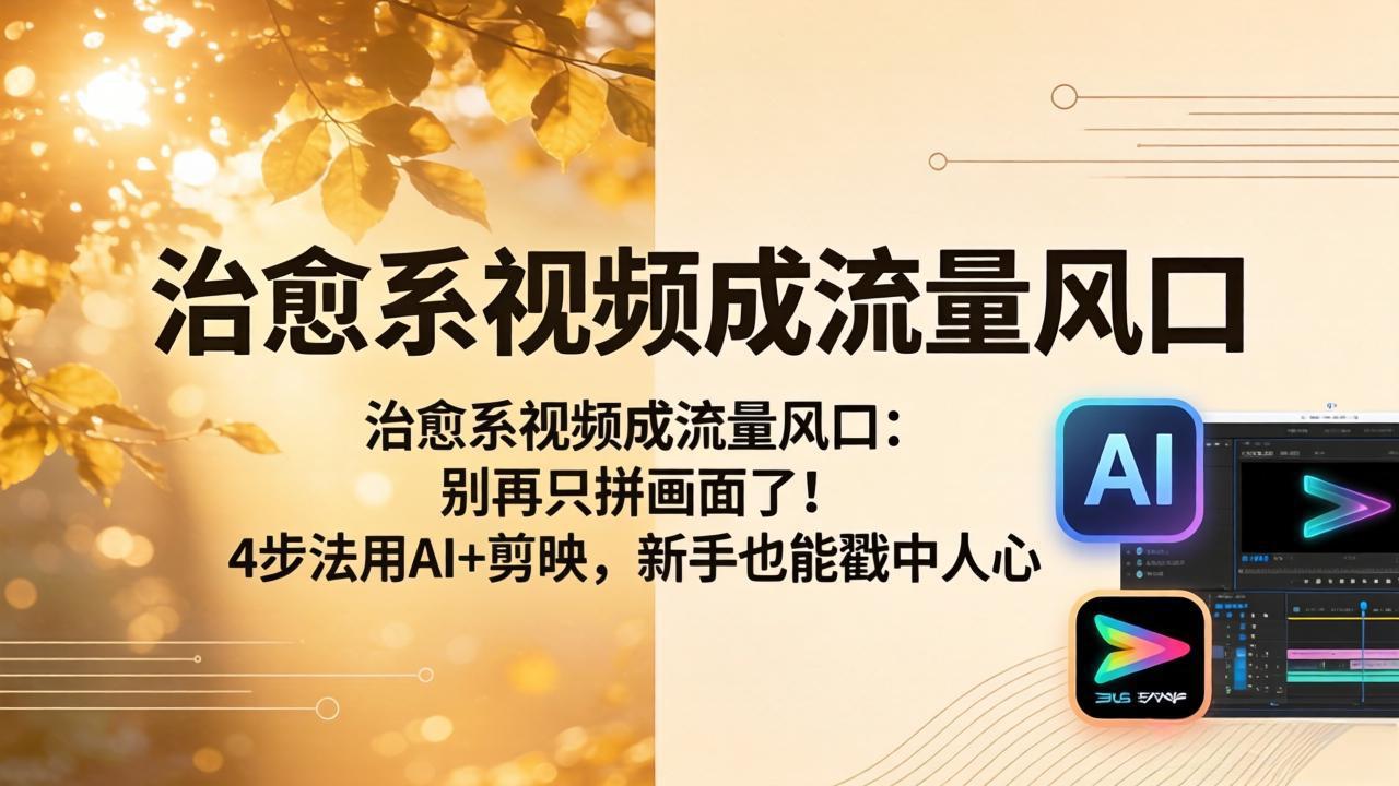 治愈系视频成流量风口：别再只拼画面了！4步法用AI+剪映，新手也能戳中人心-网创之家