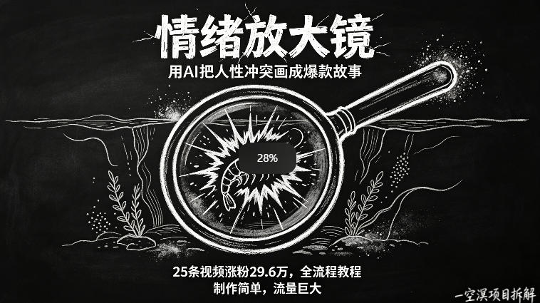 AI制作“情绪放大镜“视频，25条视频涨粉29.6W粉，流量巨大，制作简单，全流程教程-网创之家