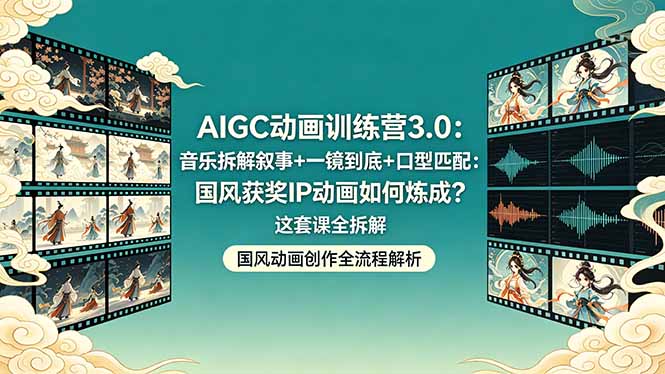 AIGC动画训练营3.0：音乐拆解叙事+一镜到底+口型匹配：国风获奖IP动画如何炼成？这套课全拆解-网创之家