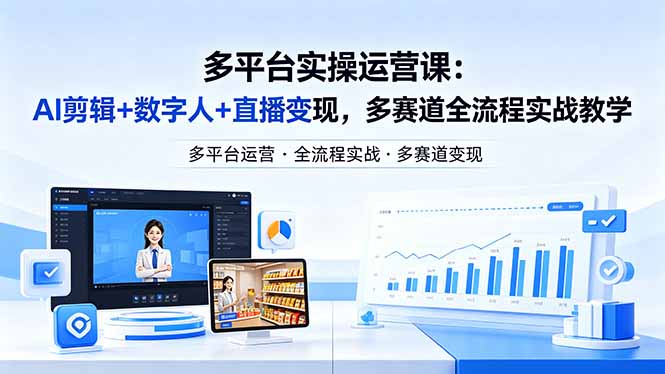 某团队多平台实操运营课-更新26年4月29：AI剪辑+数字人+直播变现，多赛道全流程实战教学-网创之家