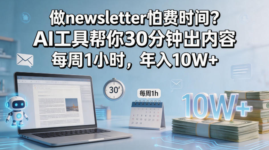 做newsletter怕费时间？AI工具帮你30分钟出内容，每周1小时，年入10W+！【原创双语字幕】-网创之家