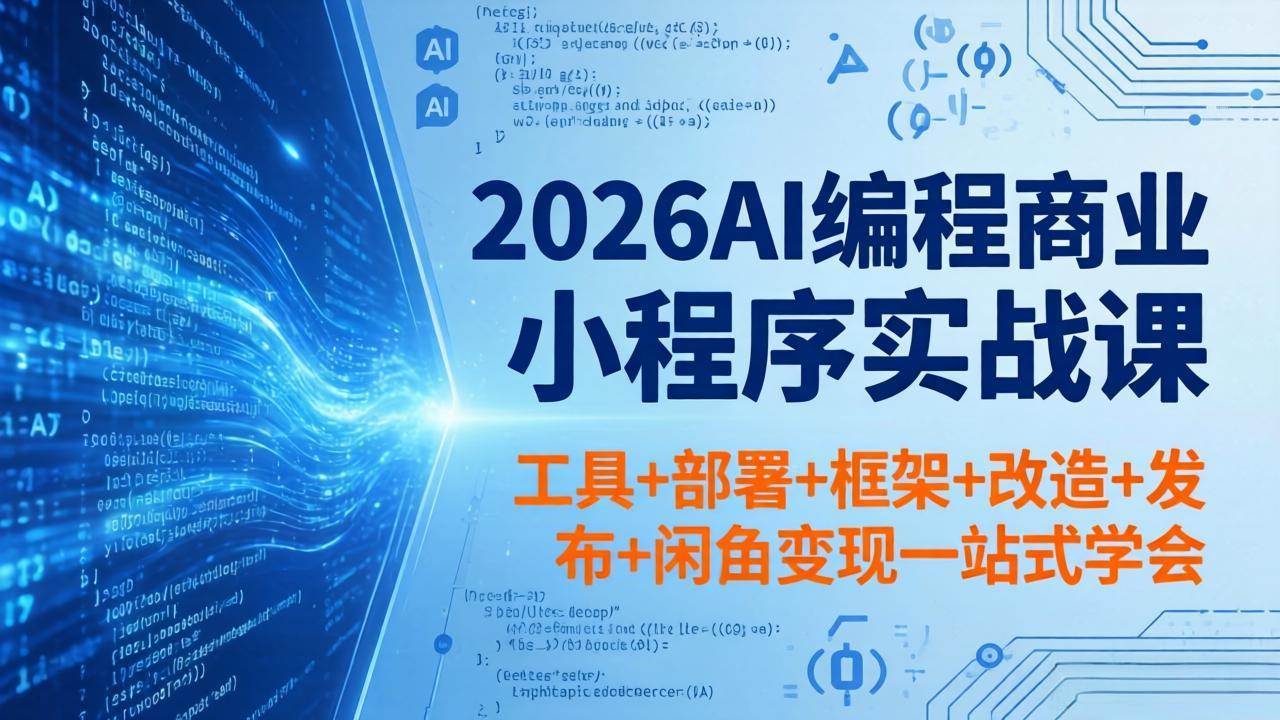2026AI编程商业小程序实战课，工具+部署+框架+改造+发布+闲鱼变现一站式学会-网创之家