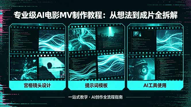 专业级AI电影MV制作教程，从想法到成片全拆解，宫格镜头+提示词模板+AI工具一站式教学-网创之家