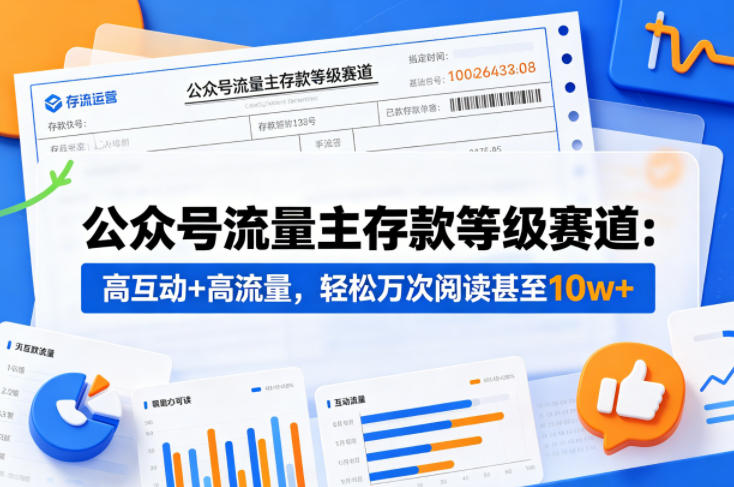 公众号流量主之存款等级赛道，高互动+高流量，轻松达到万次阅读，甚至10w+-网创之家
